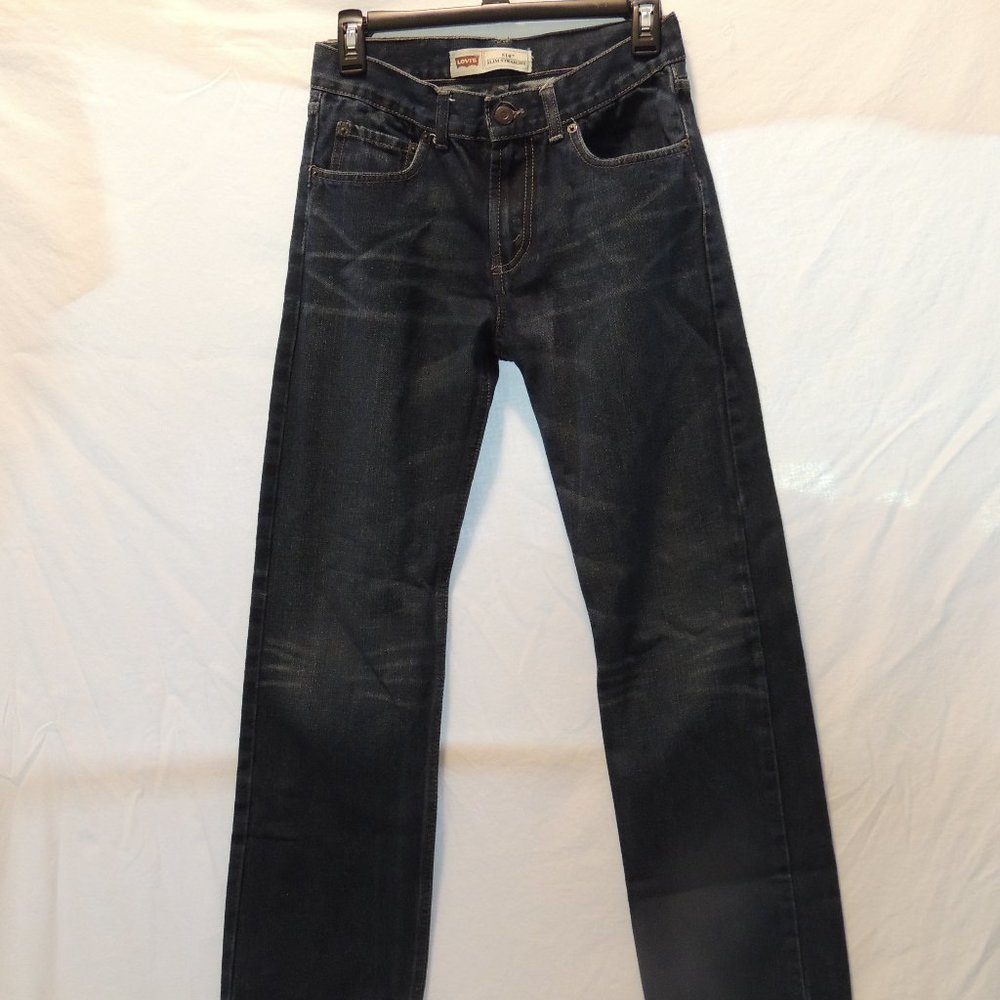 Boy's Levis Sz 16 Jeans 514 Slim Straight Leg Jeans Dark Wash Zip Fly